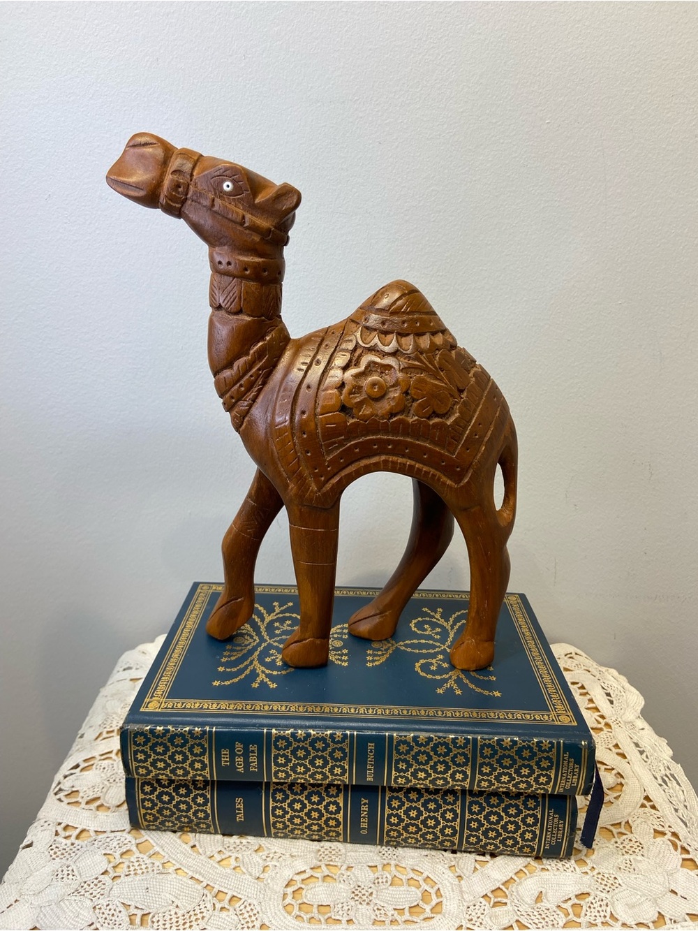 Handcrafted Wood Camel Sculpture